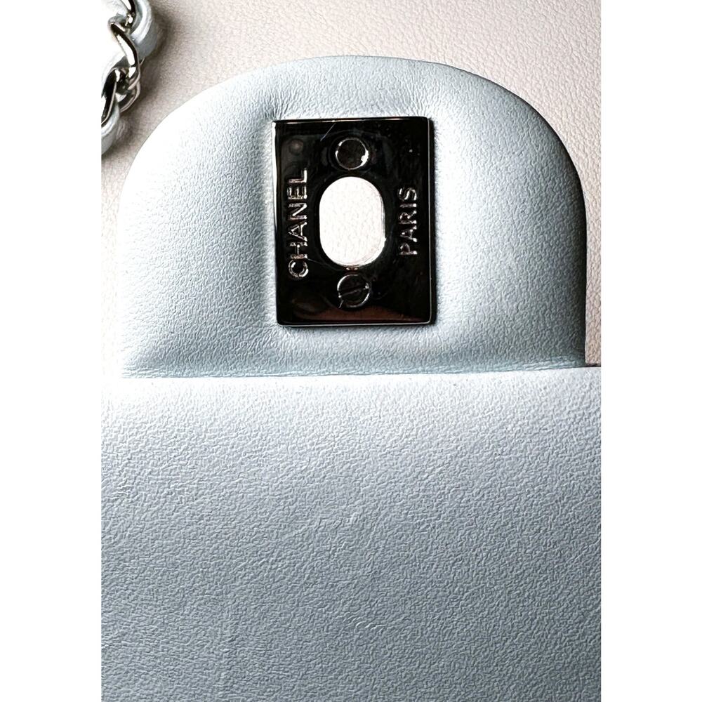 CHANEL Metallic Ombre Quilted Lambskin Mini Rectangular Flap Bag Silver HW - Picture 8 of 10